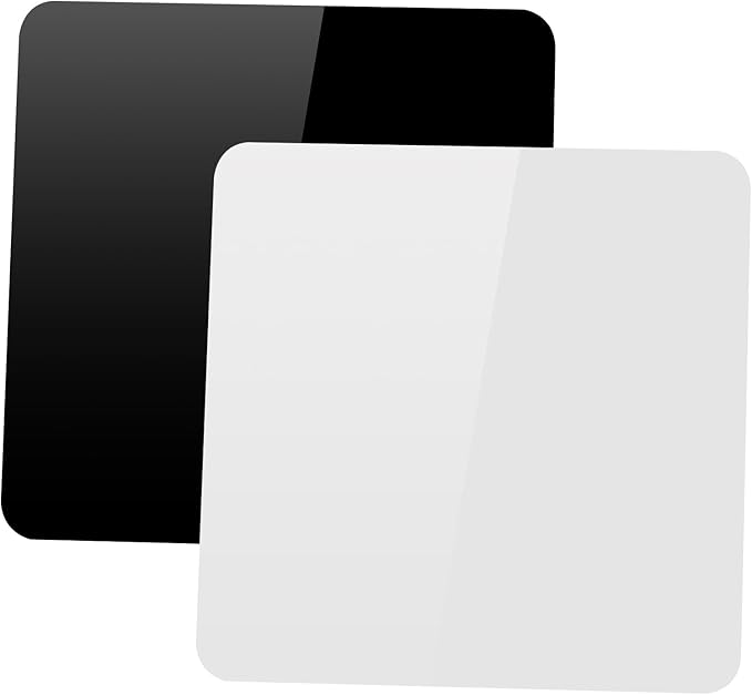 PULUZ 12 x 12 Inch Acrylic Poster Boards for Photography, Square White & Black Reflective Display Table Riser Backdrops