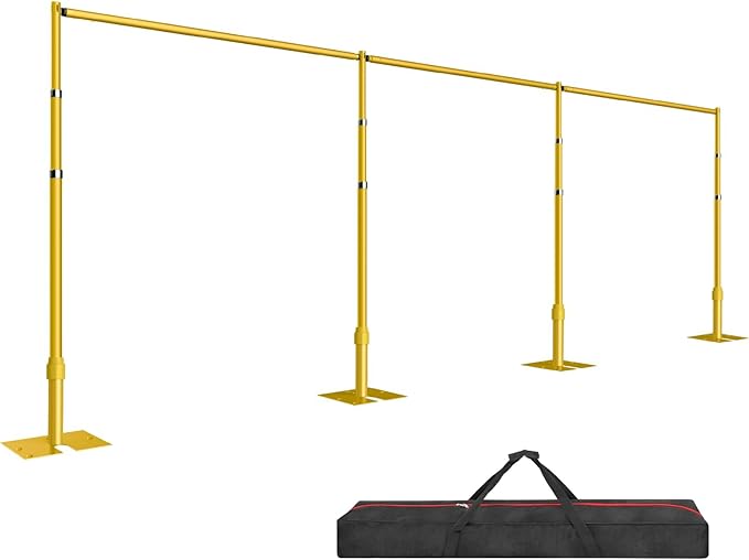 EMART Backdrop Stand Heavy Duty 8.9ftx30ft, Adjustable Pipe and Drape Photo Background Support Kit, Metal Frame with Flat Base for Wedding Birthday Party Banquet Decorations-Gold