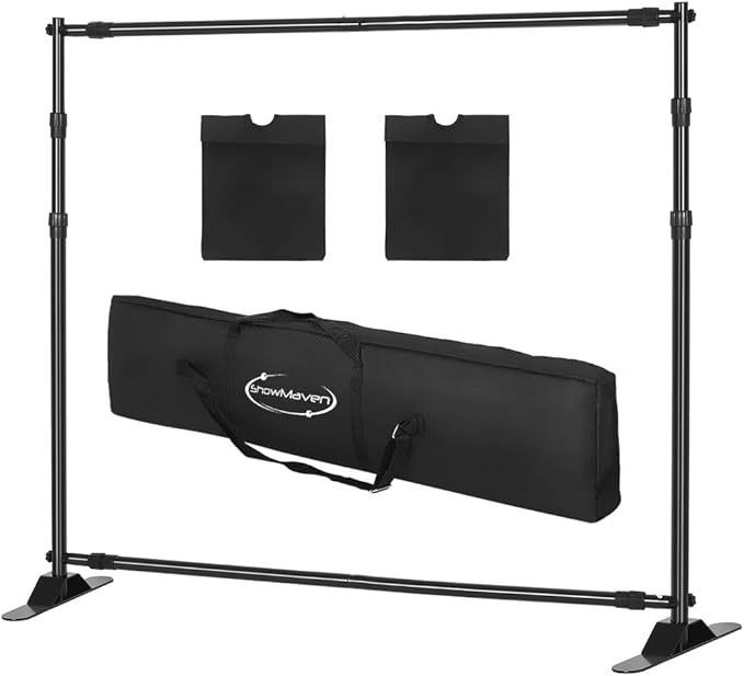 Backdrop Stand, Heavy Duty Banner Stand Adjustable Trade Show Display Stand Step and Repeat Stand for Parties and Photography (10 x 8ft)