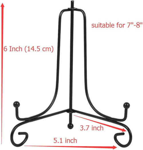 (2 pack)Iron Display Stand, Black Iron Easel Plate Display Photo Holder Stand, Displays Picture Frames, Cookbooks, Decorative Plates, Tablets and Art 6 Inch
