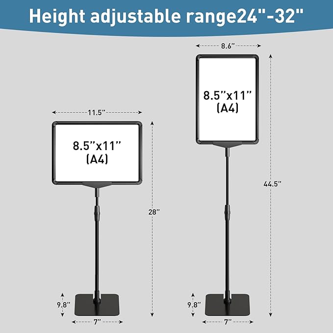 Sign Holder Stand,Sign Stand for Display,Adjustable Sign Holders For Table Top，Table Sign Holders 8.5 x 11