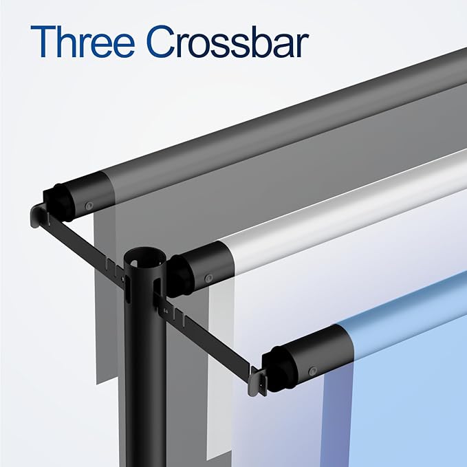 8.9x10ft Pipe and Drape Backdrop Stand, Three Crossbar, Heavy Duty Adjustable Background Frame with Metal Base for Parties Photography Wedding Photoshoot Decoration - Black