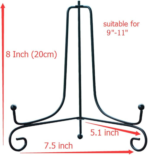 (2 pack)Iron Display Stand, Black Iron Easel Plate Display Photo Holder Stand, Displays Picture Frames, Cookbooks, Decorative Plates, Tablets and Art 8 Inch
