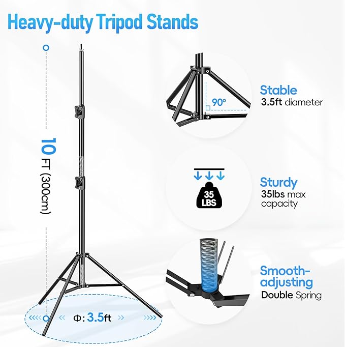 EMART Back Drop Adjustable Stand,30X10ft Backdrop Stand Heavy Duty Photography Background Support System Kit with 300° Angle Rotatable Connector and 12 Spring Clamps for Parties,Wedding,Photo Studio