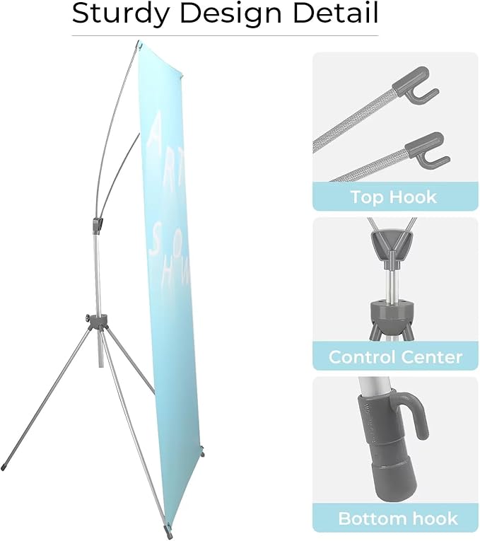 YDisplay X Banner Stand Adjustable Fit Banner Size from 23"X63" to 32"X78" Portable Oxford Bag for Trade Show Exhibition Market,2 Pack