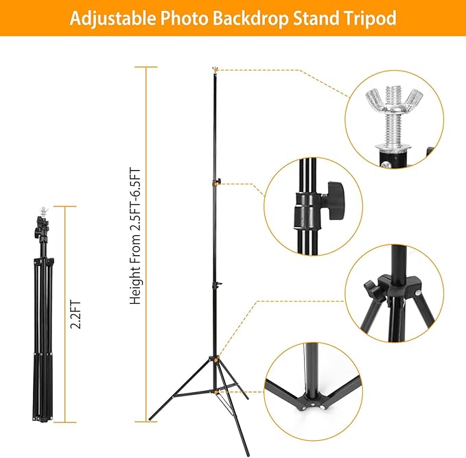 10ft Adjustable Backdrop Stand Kit, Heavy-Duty Photography Background Support System with Clamps & Carry Bag, Photo Video Studio Backdrop Stand for Parties, Weddings, Green Screen & Banner Display