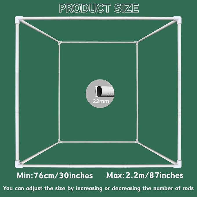 Beyeutao Photo Backdrop Stand W7.2 x L7.2 x H7.2 FT Square Banner Stand White Backdrop Support Kit Adjustable Pipe and Drape Background Frame for Birthday Party Video Studio