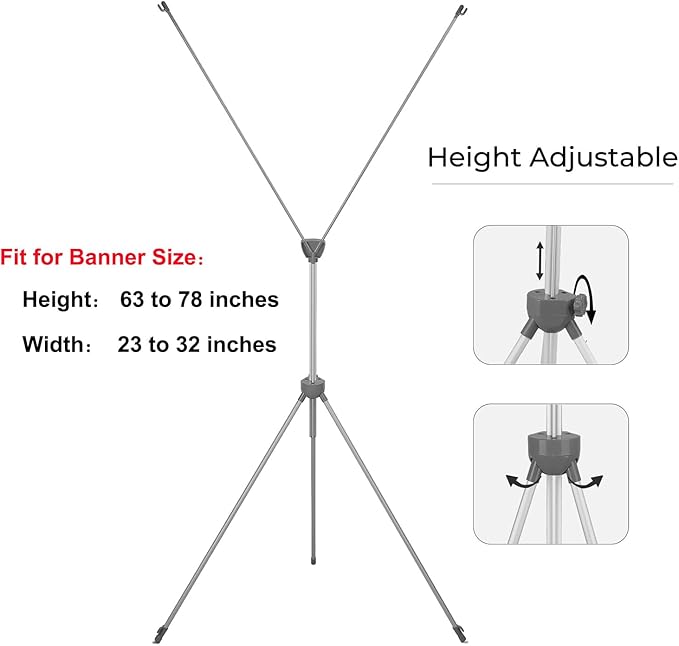 YDisplay X Banner Stand Adjustable Fit Banner Size from 23"X63" to 32"X78" Portable Oxford Bag for Trade Show Exhibition Market,2 Pack