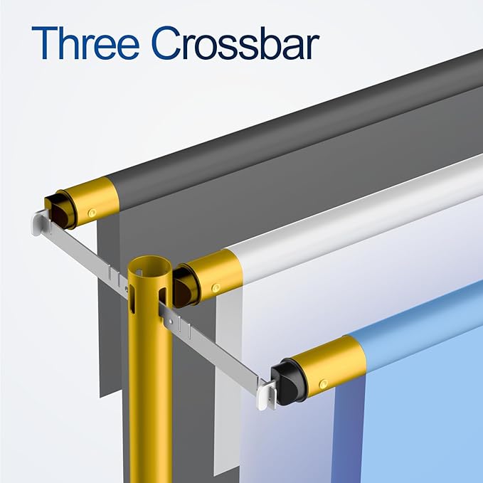 10x10ft Pipe and Drape Backdrop Stand, Three Crossbar, Heavy Duty Adjustable Background Frame with Metal Base for Parties Photography Wedding Photoshoot Decoration - Gold