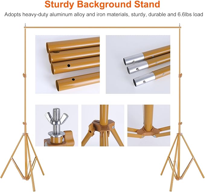 6.5 x 10ft Adjustable Backdrop Stand Kit,Heavy-Duty Photography Background Support System with Clamps & Carry Bag,Photo Video Studio Backdrop Stand for Parties,Weddings,Green Screen & Banner Display