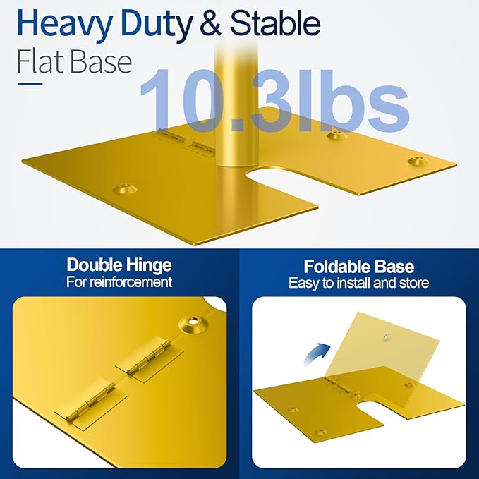 10x10ft Pipe and Drape Backdrop Stand, Three Crossbar, Heavy Duty Adjustable Background Frame with Metal Base for Parties Photography Wedding Photoshoot Decoration - Gold