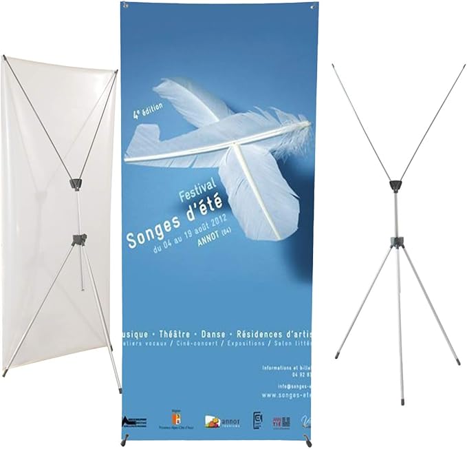 YDisplay X Banner Stand Adjustable Fit Banner Size from 23"X63" to 32"X78" Portable Oxford Bag for Trade Show Exhibition Market,2 Pack