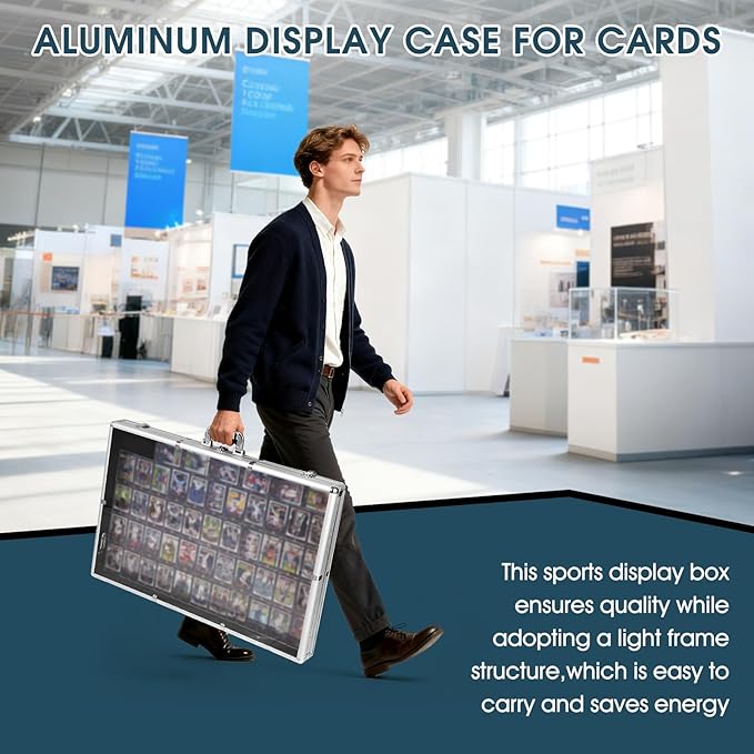 Large Card Show Display Case with Clear Acrylic,Portable Aluminum Trade Show Display Frame with Lock for MTG TCG Sports Collectibles Cards (24"x20")