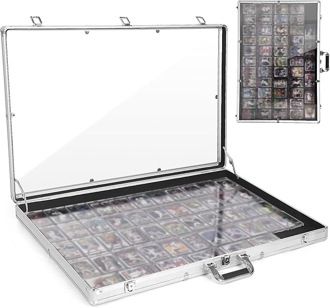 Large Card Show Display Case with Clear Acrylic,Portable Aluminum Trade Show Display Frame with Lock for MTG TCG Sports Collectibles Cards (24"x20")