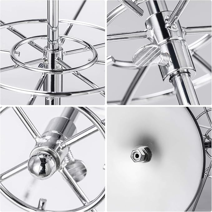 Polmart 3-Tier Spinning Display Stand ，Heavy Duty Adjustable Countertop Stand for Retail, Jewelry, Cosmetics, Crafts ，Sturdy Metal Base 360° Rotating Tiers with Height Adjustable (Silvery)