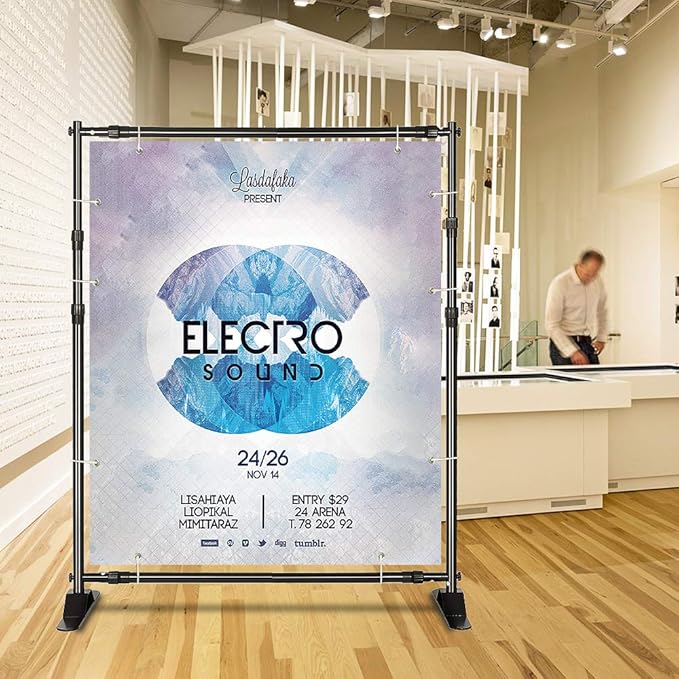 Backdrop Stand, Heavy Duty Banner Stand Adjustable Trade Show Display Stand Step and Repeat Stand for Parties and Photography (10 x 8ft)