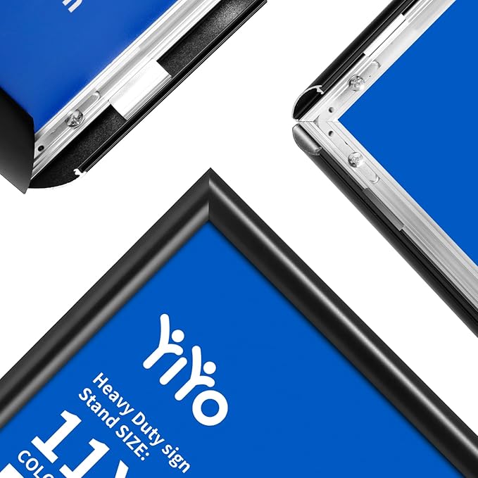 YIYO Sign Stand Poster Stand，adjustable heavy duty pedestal Sign Holder Floor Stand，aluminium frame floor standing for display11*17 inch，Black (11*17 Black)