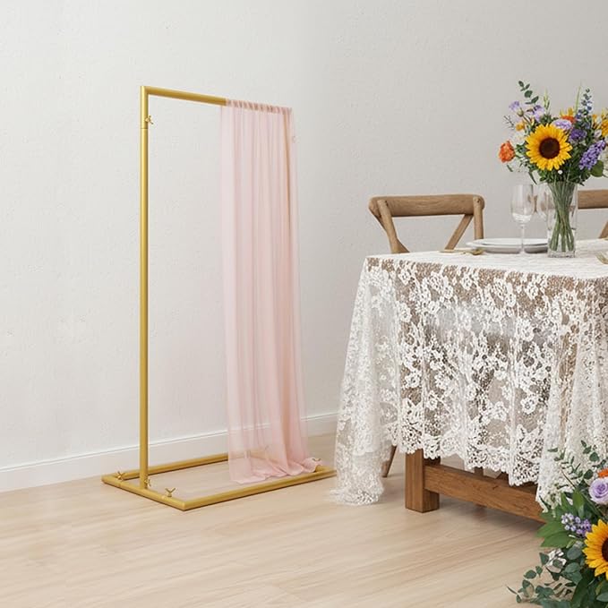 Wedding Arch, Ceremony Backdrop, Square Metal Frame, Gold Steel Pipe, DIY Floral Balloon Decoration, Garden Party Photo Booth, High Temperature Baking Paint, Detachable