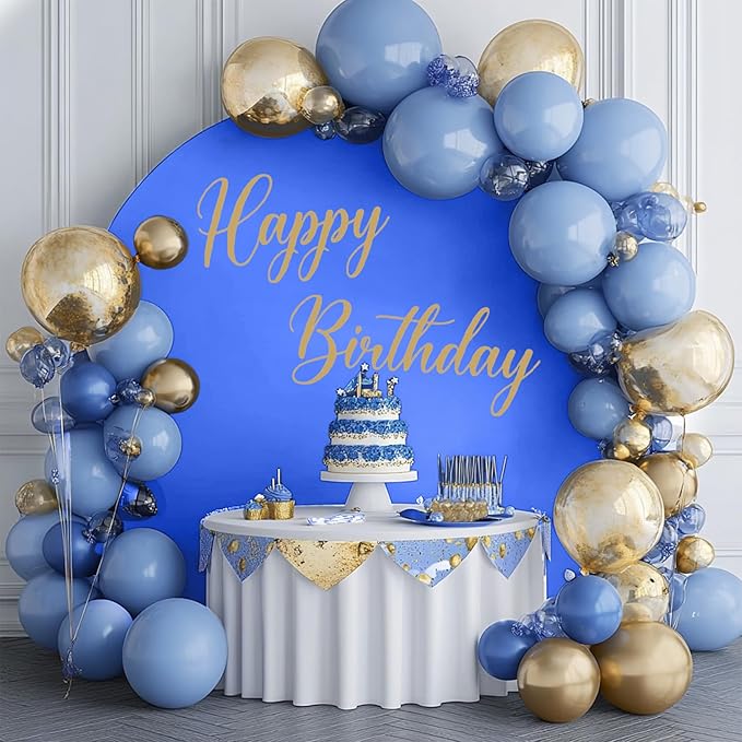 GALLETY Royal Blue 7.2FT Round Backdrop Cover for 5-7.2ft Stands - Polyester Adjustable Arch Decoration for Wedding, Party, Photography