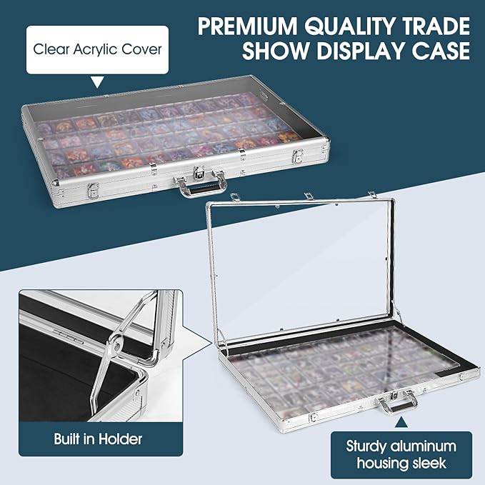 Large Card Show Display Case with Clear Acrylic,Portable Aluminum Trade Show Display Frame with Lock for MTG TCG Sports Collectibles Cards (24"x20")