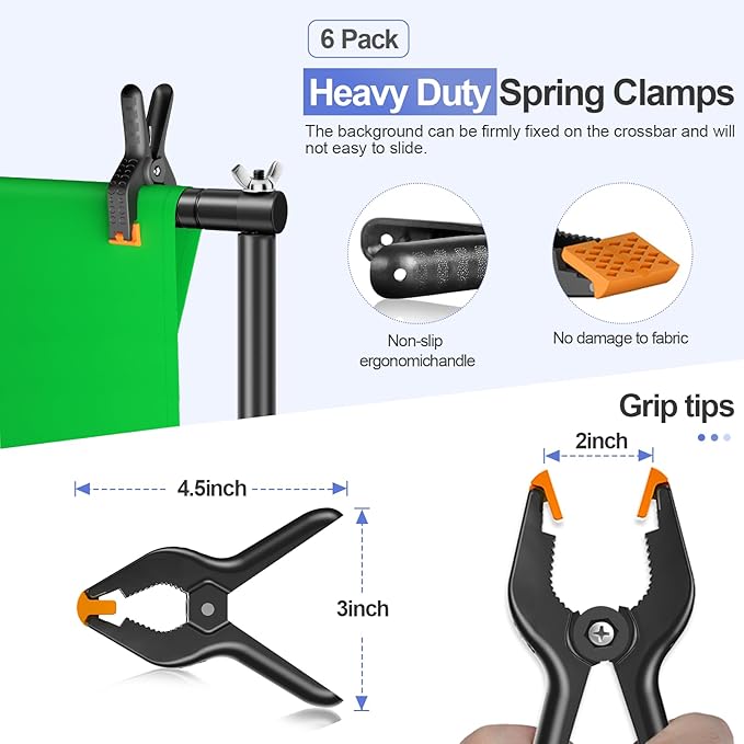 EMART 8.5x10ft Green Screen Backdrop Kit with Sand Bag, Photography Background Support System with 10x12ft Polyester Backdrop(Black/White/Green) for Photography, Parties, Wedding, Video Shooting