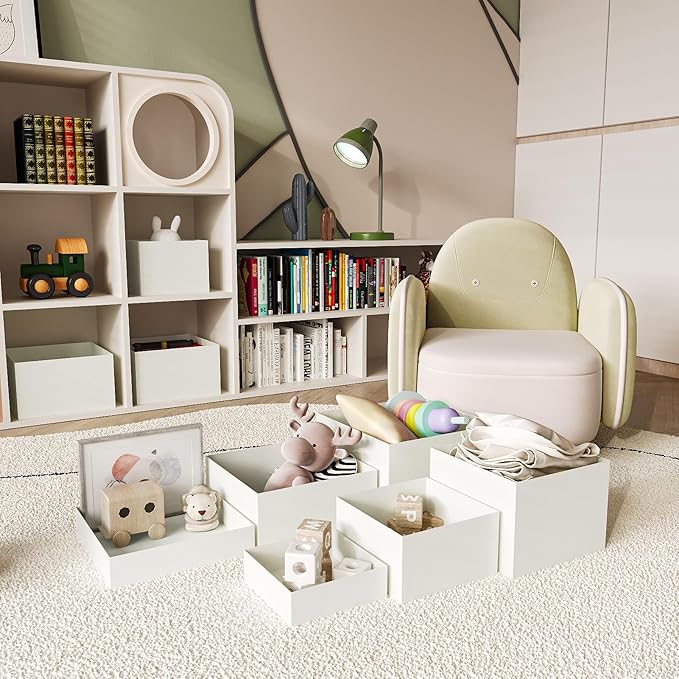 Buffet Risers, Food Risers for Buffet Table, Display Stand Shelf for Catering Dessert Collectibles Jewelry Figures Show, Acrylic Cube Display Nesting Risers with Hollow Bottoms, 6 Pcs