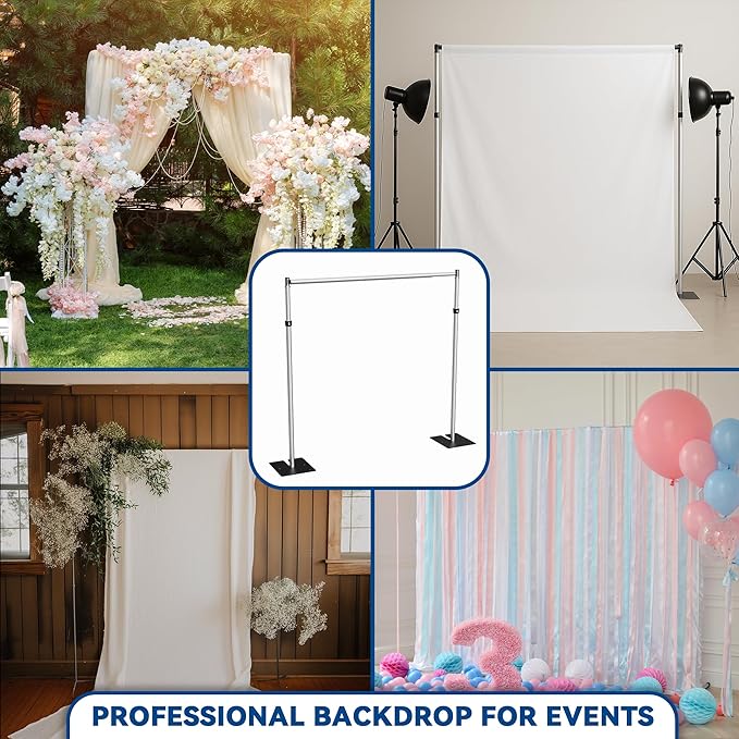Adjustable Double Crossbar Backdrop Stand 10x10Ft Pipe and Drape System for Events, Weddings, Parties & Flower wall Backdrop Support