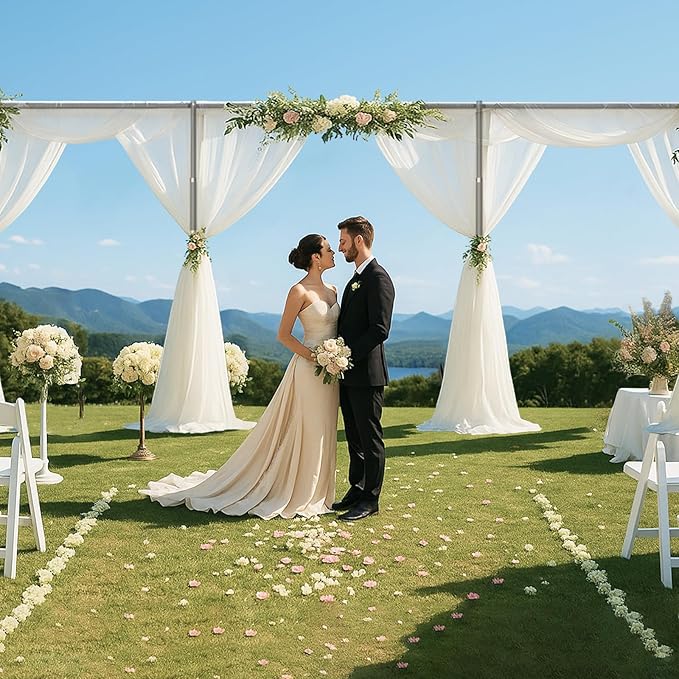 EMART Backdrop Stand Heavy Duty 12ftx30ft, Adjustable Pipe and Drape Photo Background Support Kit, Metal Frame with Flat Base for Wedding Birthday Party Banquet Decorations-Black